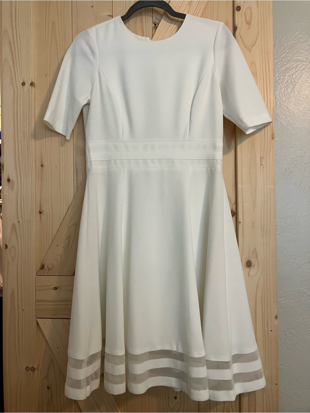Calvin Klein Classic White Short Sleeve Fit-and-Flare Dress